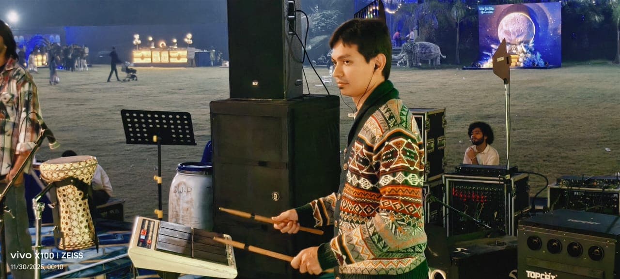 Mrugesh Shukla performing live on the octapad at a night event